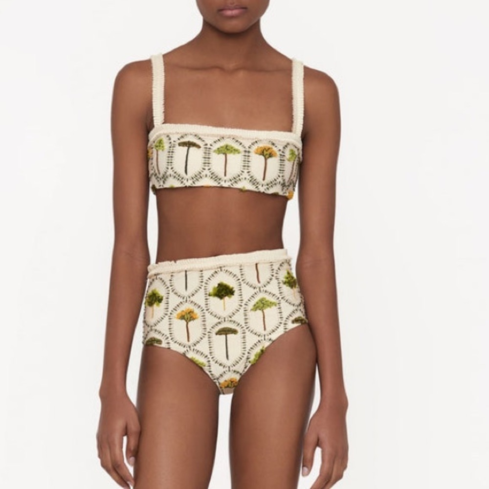 Nwt Agua Bendita Nopal Arboleda Hand Embroidered Bikini Bottom Swim Trees Xl